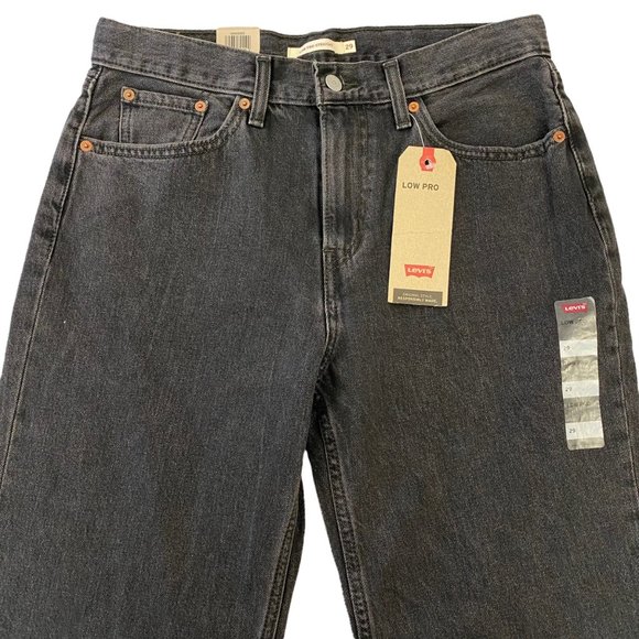 Levi's Low Pro Black Straight Leg Denim Blue Jeans 100% Cotton Sizes 29 31 32 - Picture 5 of 9